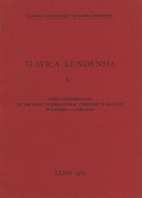 Lund contributions to the Eight international congress of Slavists in Zagreb - Ljubljana