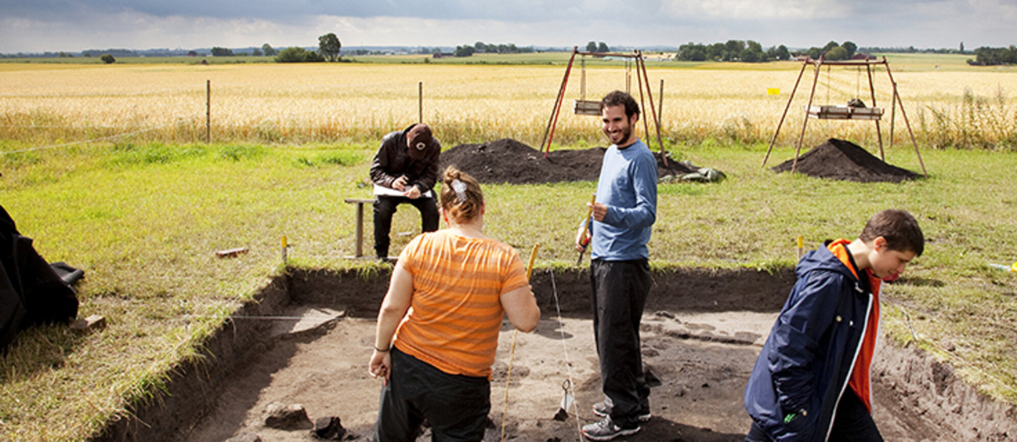 Archaeologists at a excavation site