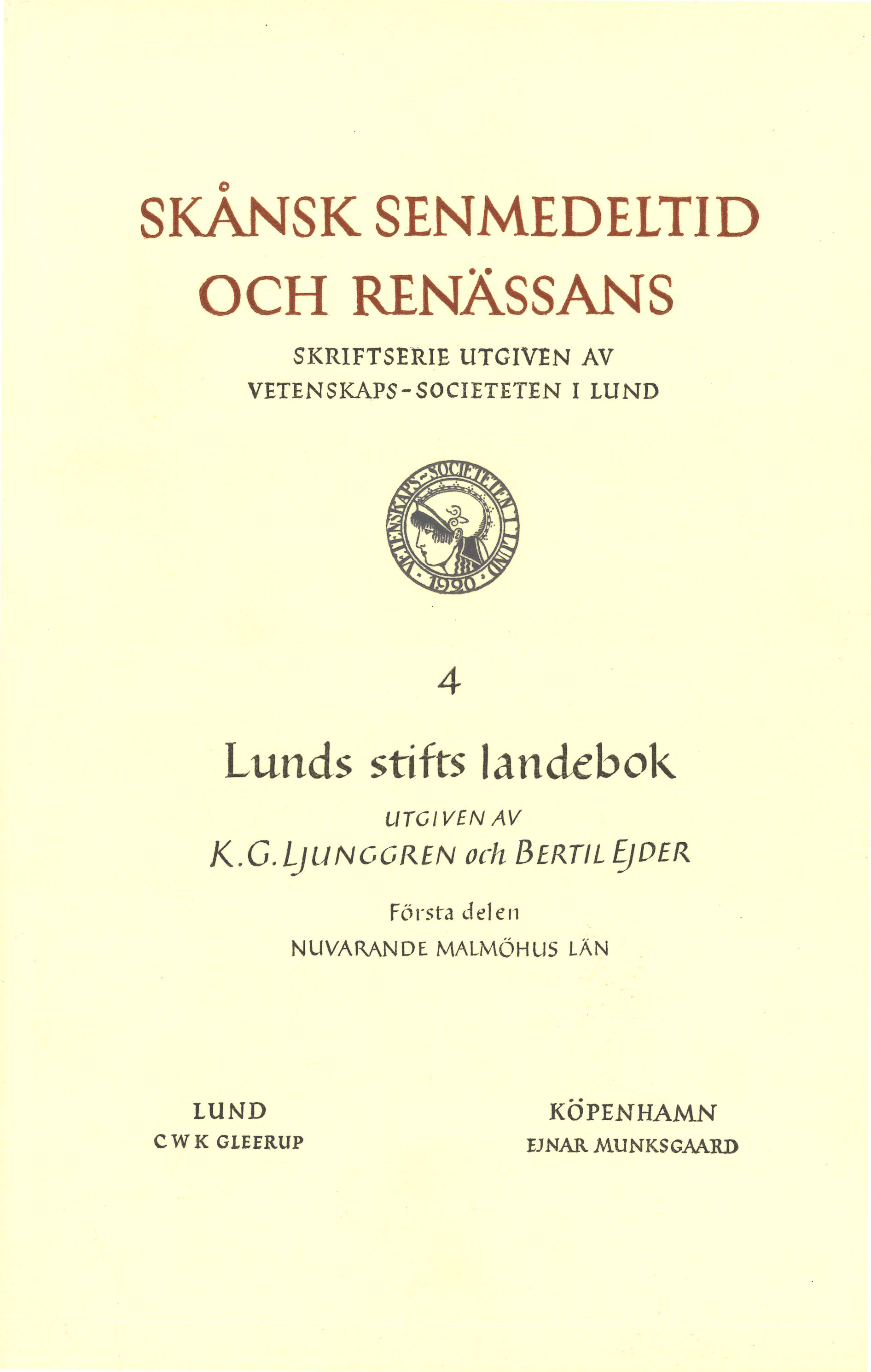 Lunds stifts landebok. D. 1, Nuvarande Malmöhus län