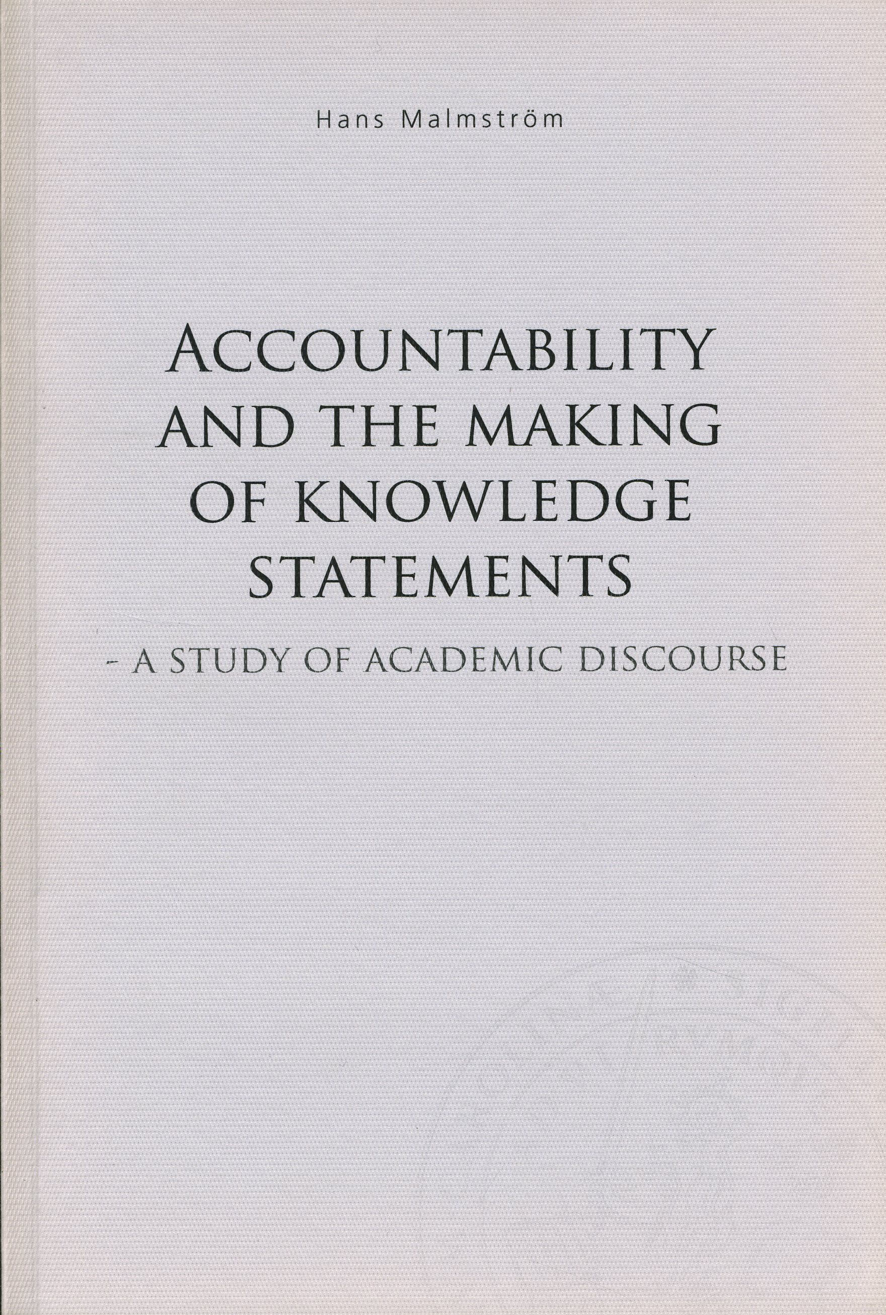 Accountability and the making of knowledge statements