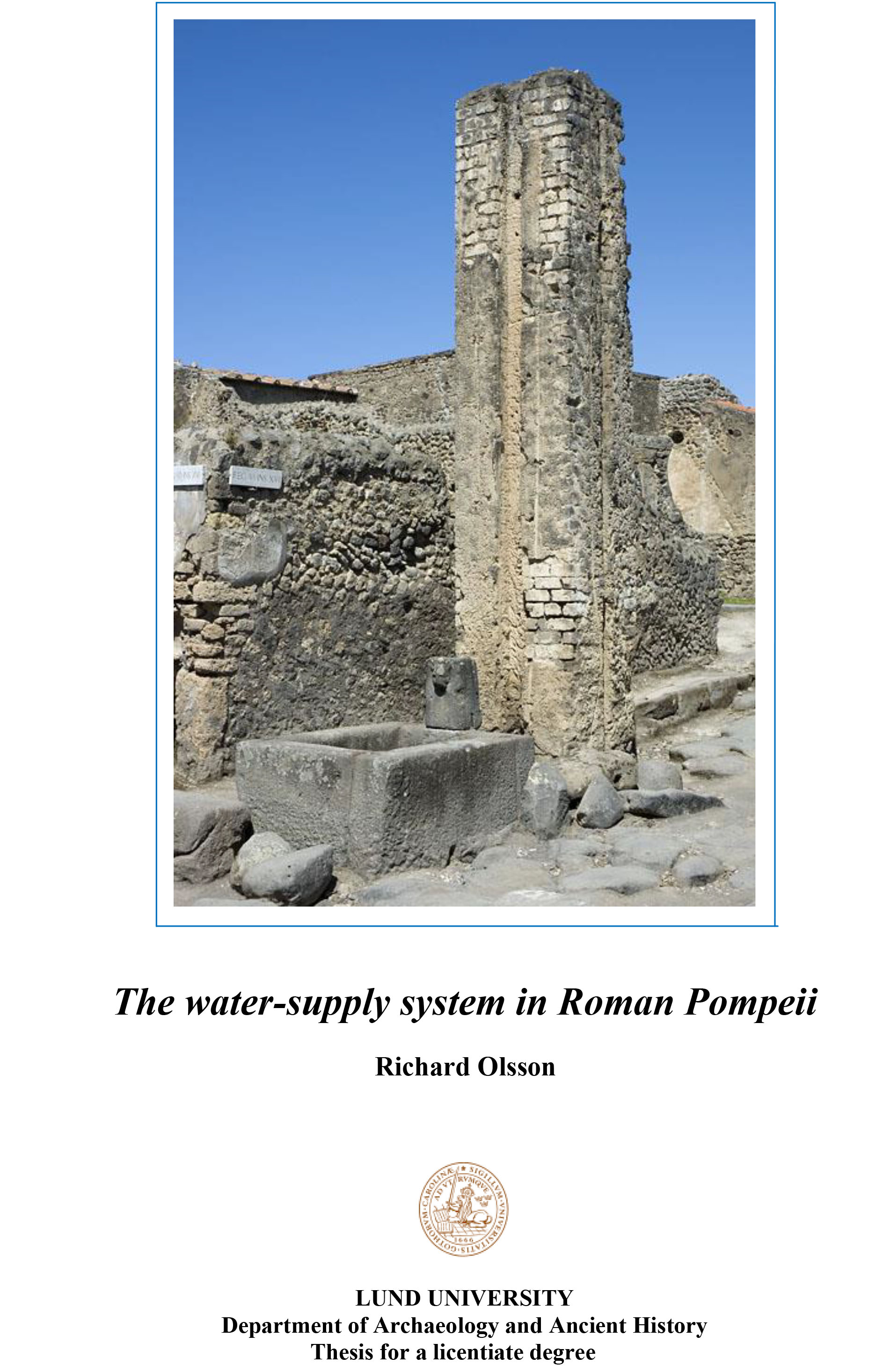The water-supply system in Roman Pompeii